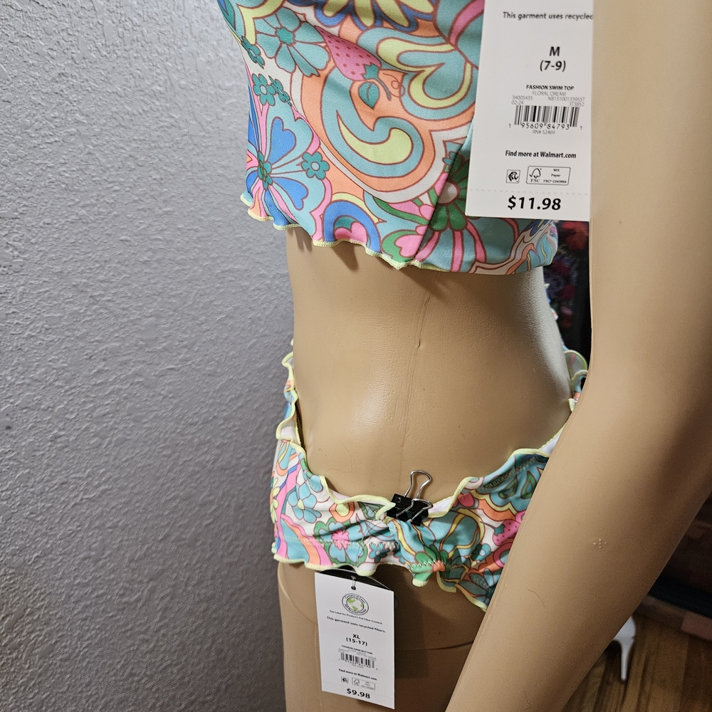 Floral Ruffle Three-Piece Swim Set - Multicolor - Picture 6 of 14